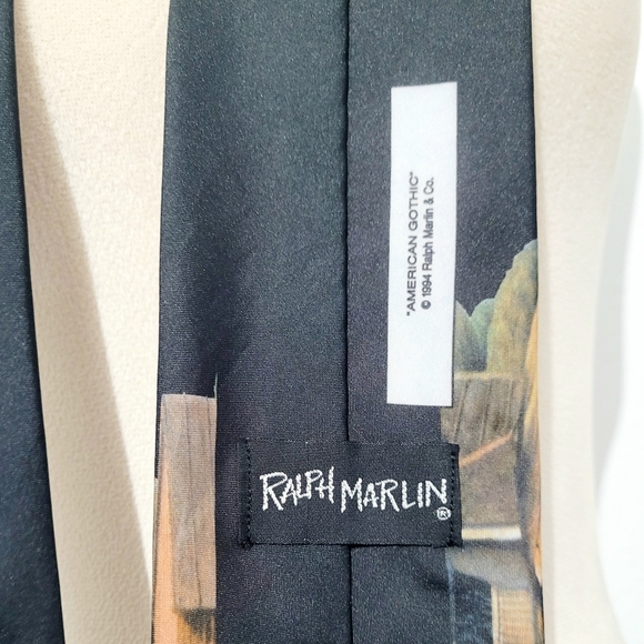 Vintage Ralph Marlin “American Gothic” Art Neck Tie 1994 Made in USA - Picture 3 of 5